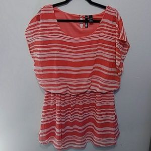 Stripped polyester flowy dress
